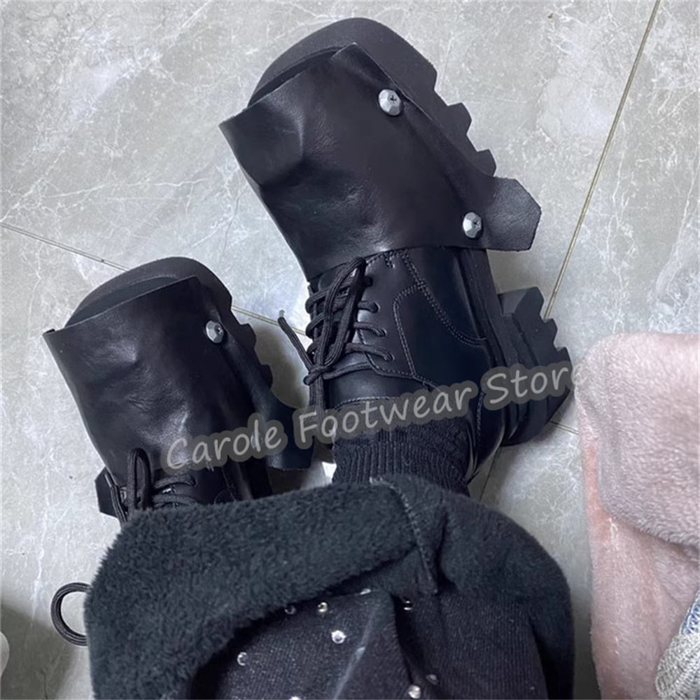 Leatherwork Rivets - Męskie buty derby z kwadratowym noskiem