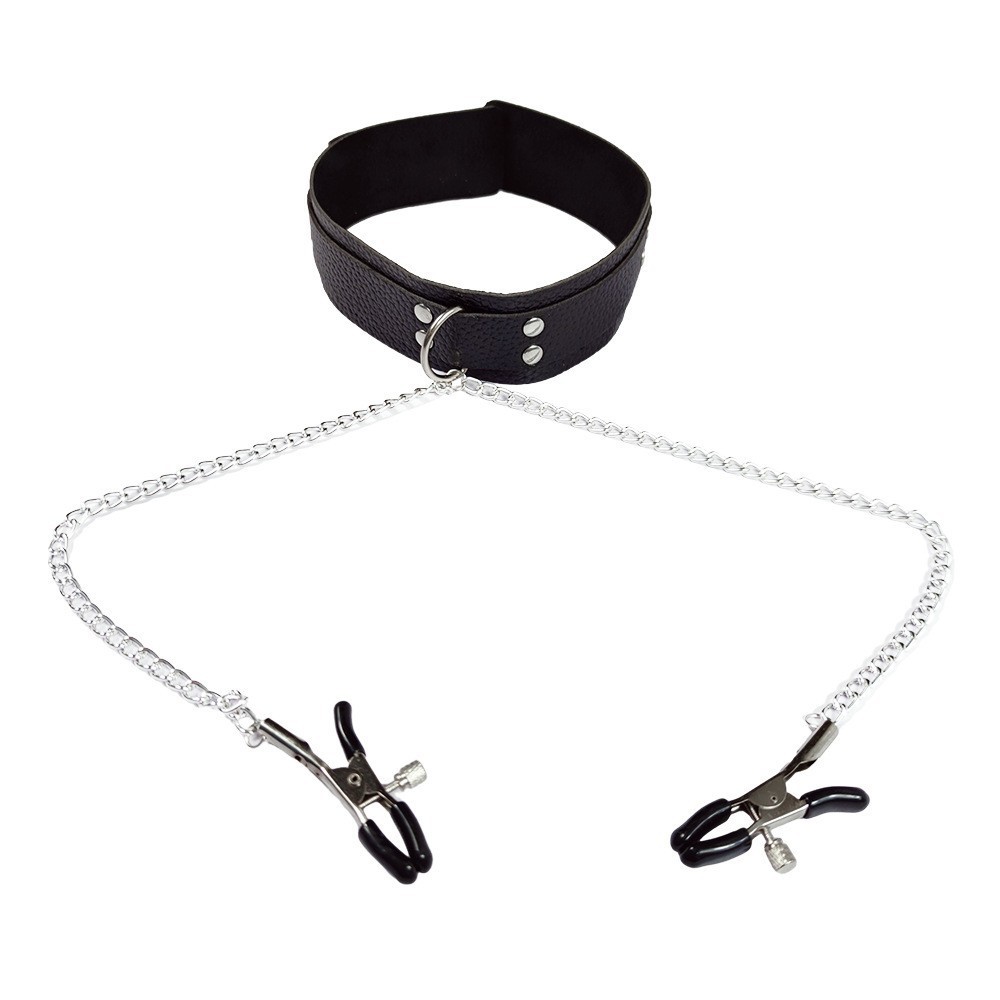 Leatherwork Clamp - Punkowy skórzany choker na szyję dla