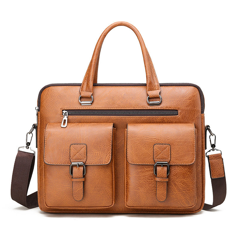 Leather Work Bag Men - Luksusowa męska teczka biznesowa Torba na