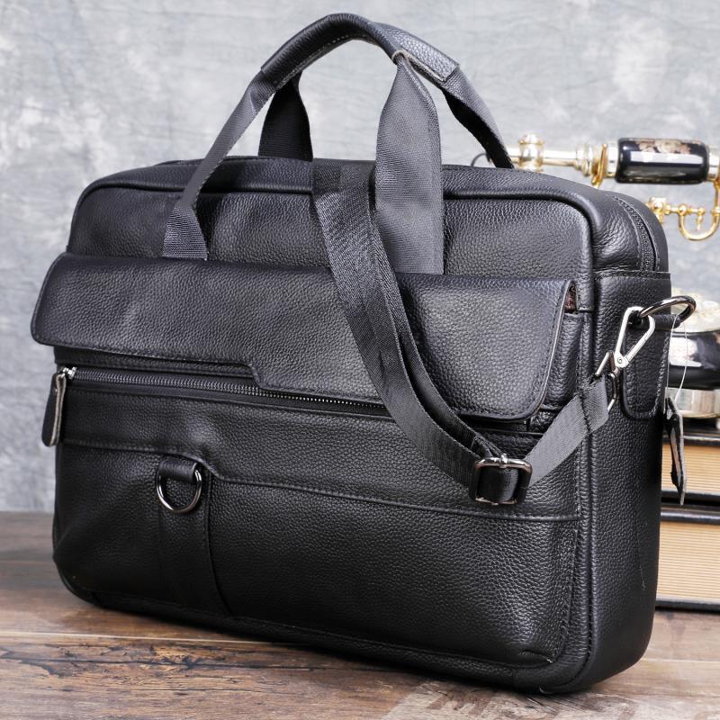 Leather Work Bag Men - Duża męska torebka z prawdziwej skóry