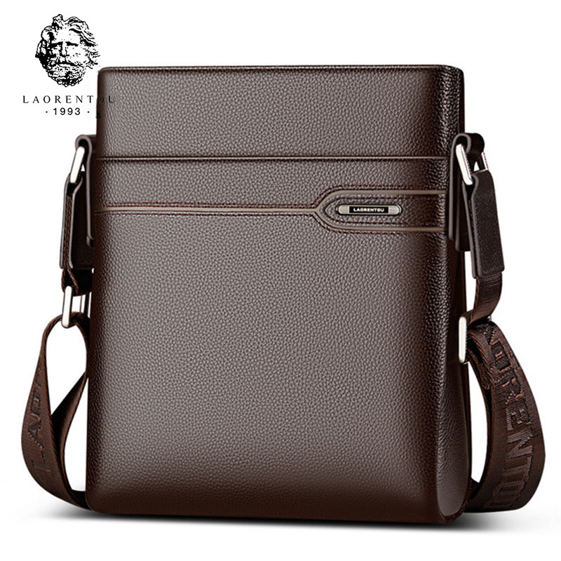 Leather Work Bag Men - LAORENTOU Męska Torba na Ramię ze