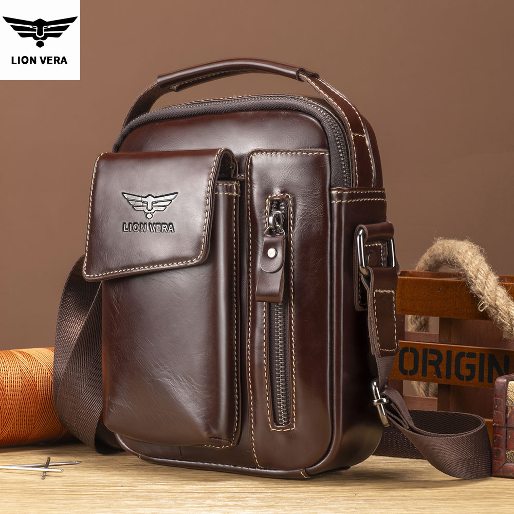 Leather Work Bag Men - LION VERA Męska torba na ramię