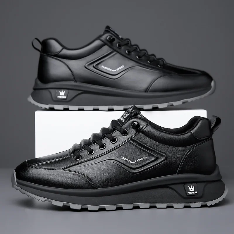 Leatherwork Clamp - Męskie buty sportowe ze skóry naturalnej,