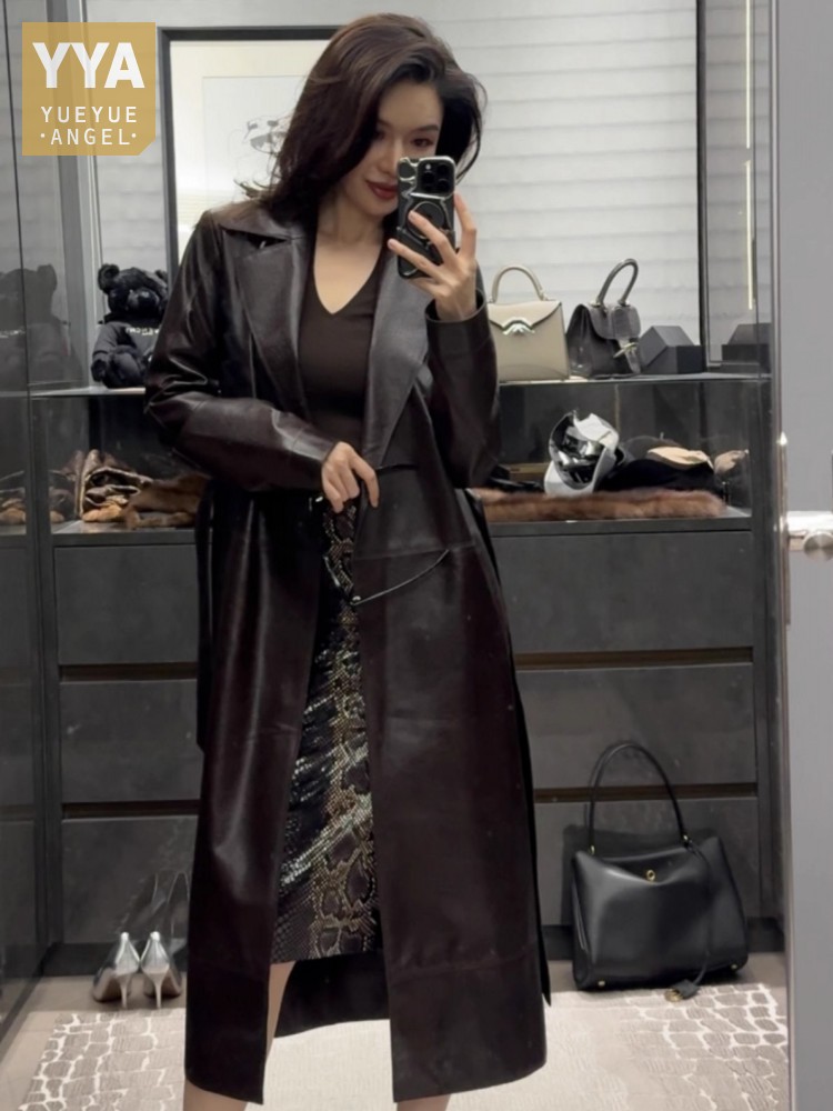Leather Work Jacket Women'S - Włoski projektant biurowa, damska praca długi