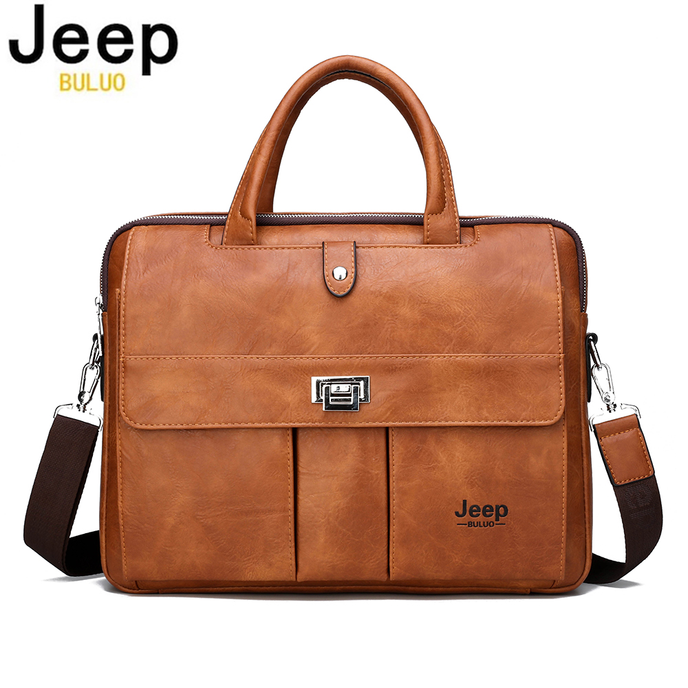 Leather Work Bag Men - Torba męska Jeep Buluo ze skóry,