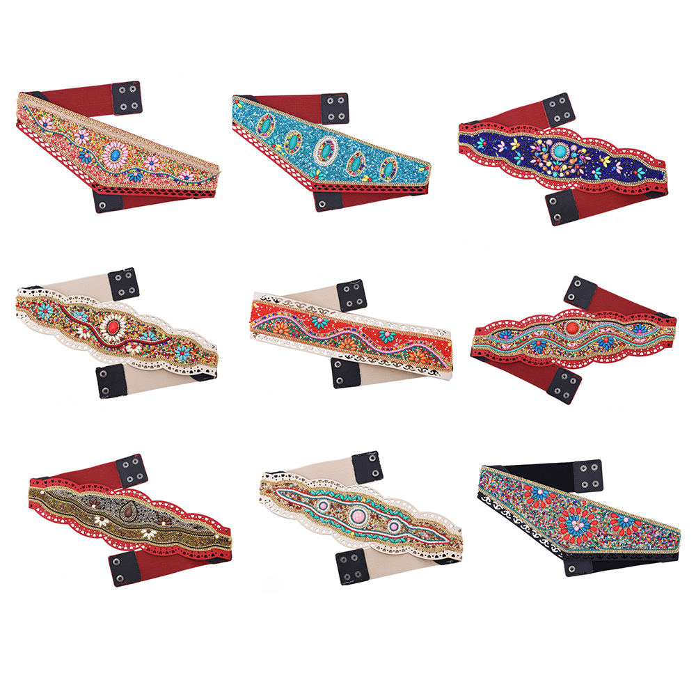 Leatherwork Jewelry - Kolorowy pas biodrowy z koralików ryżowych