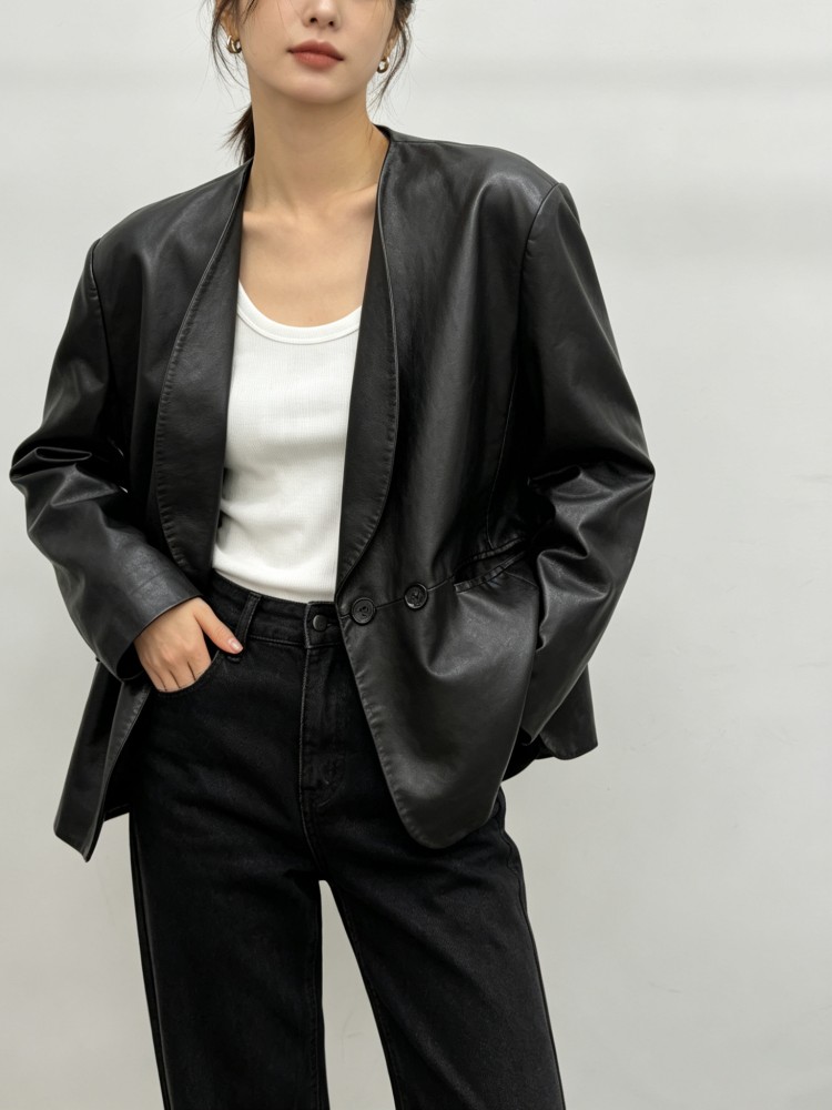 Damska, luźna marynarka/kurtka – Leather Work Jacket Women'S recenzja i cena