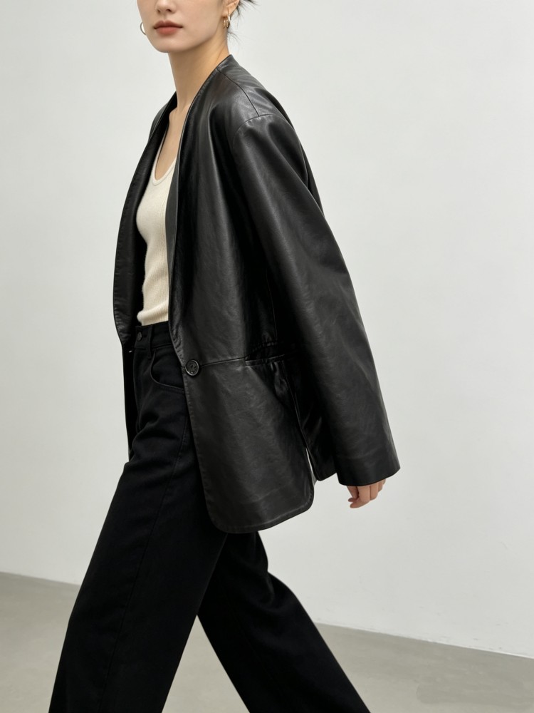 Damska, luźna marynarka/kurtka – Leather Work Jacket Women'S recenzja i cena