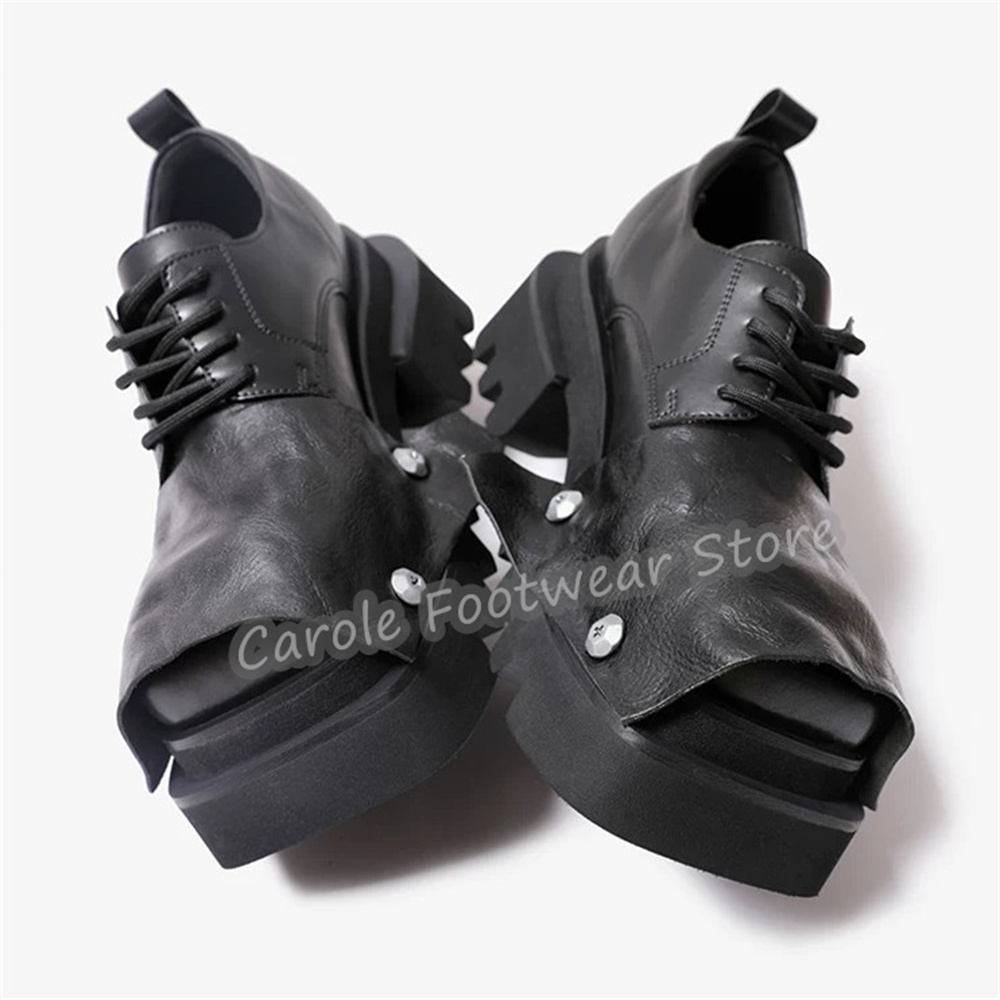 Męskie buty derby z kwadratowy – Leatherwork Rivets recenzja i cena