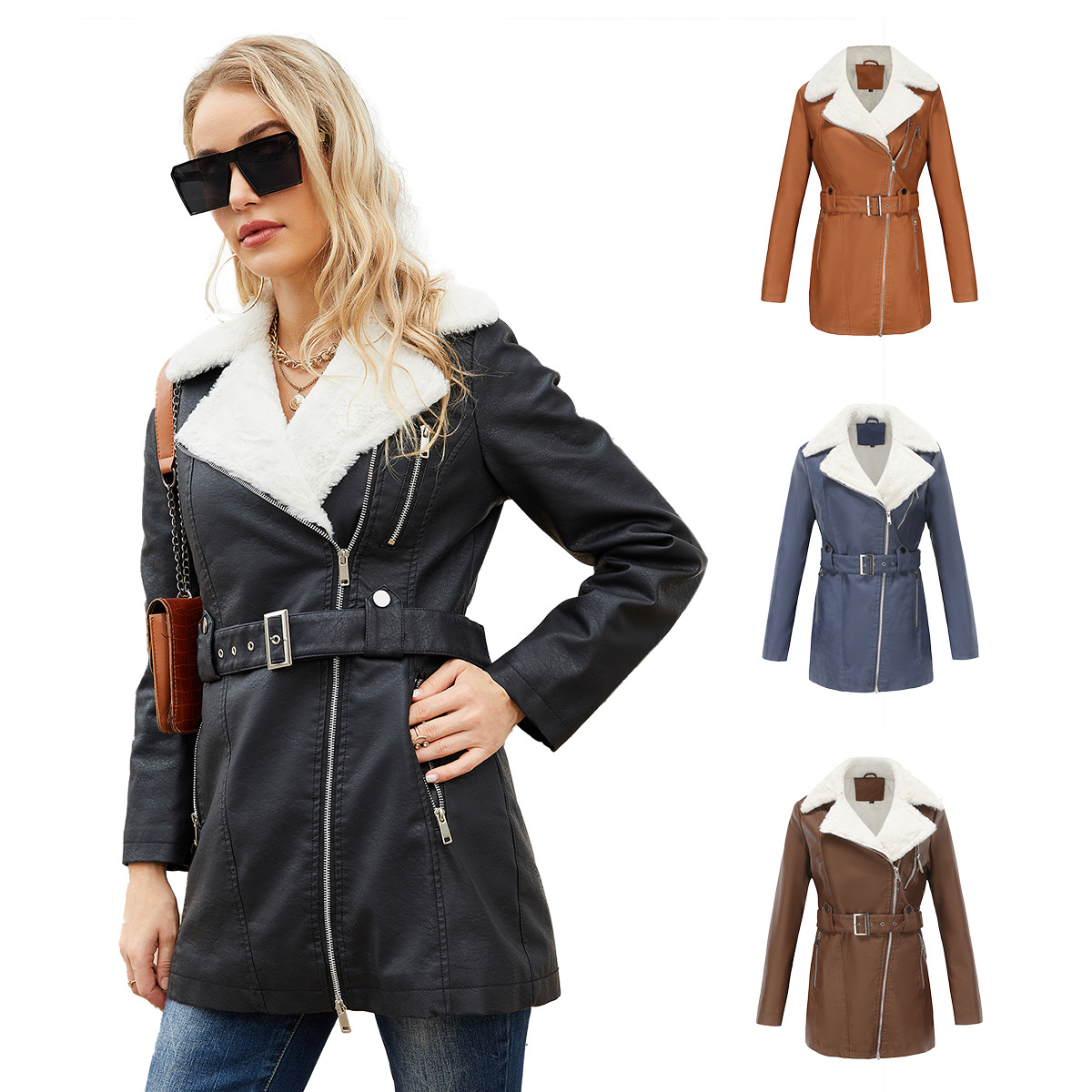 Kurtka płaszcz skórzany Faux P – Leather Work Jacket Women'S recenzja i cena