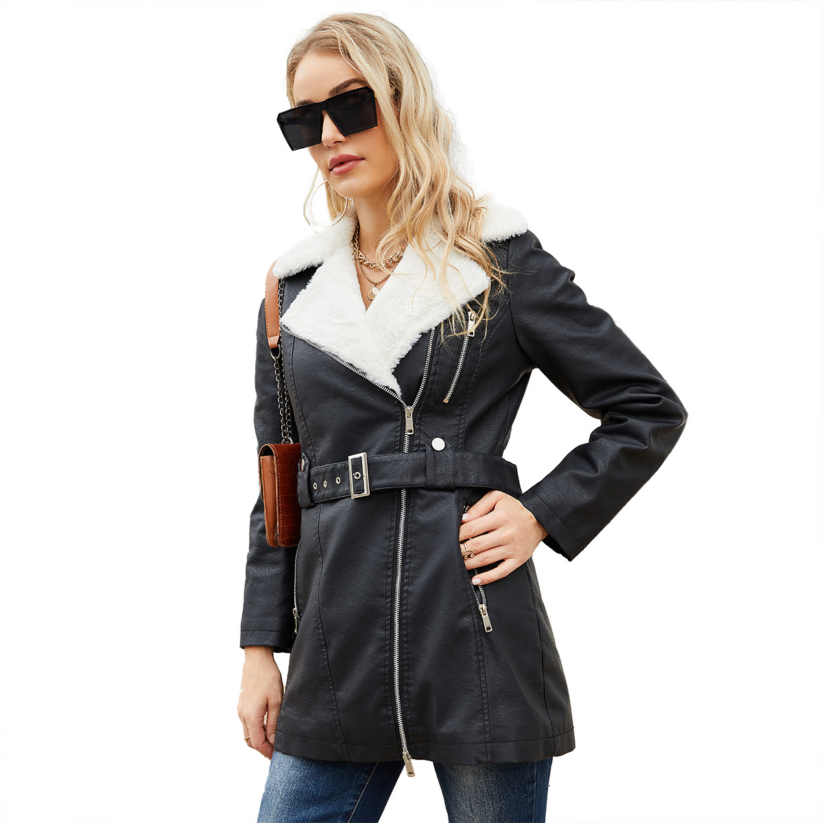 Kurtka płaszcz skórzany Faux P – Leather Work Jacket Women'S recenzja i cena