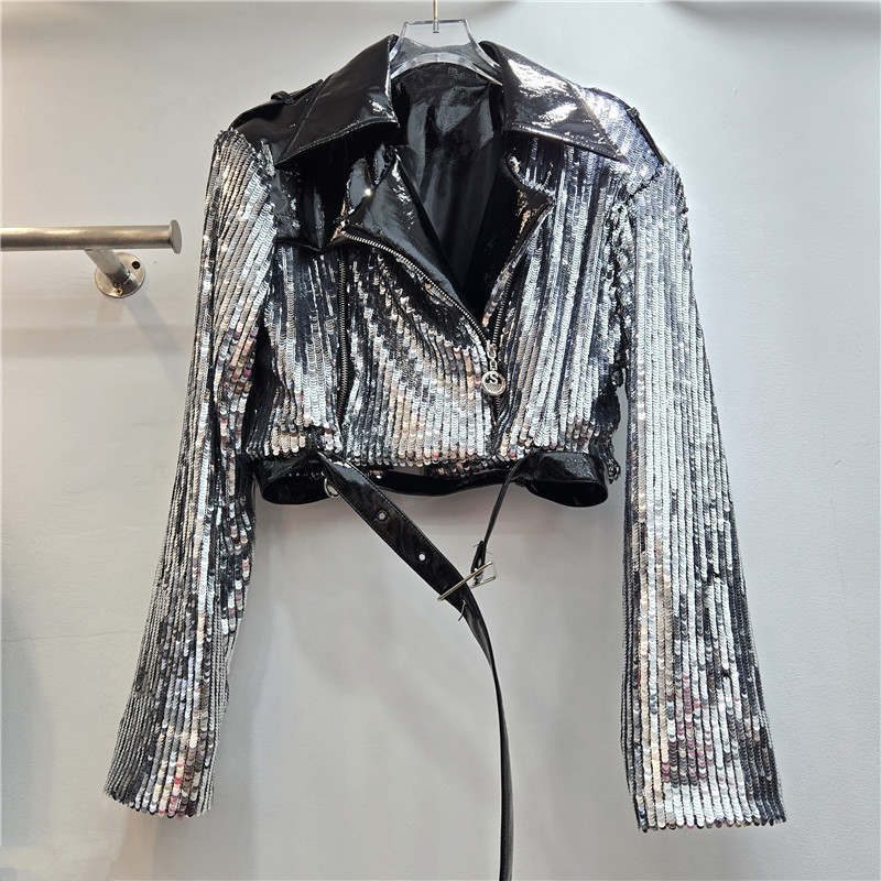 Krótka kurtka damska z cekinam – Leather Work Jacket Women'S recenzja i cena