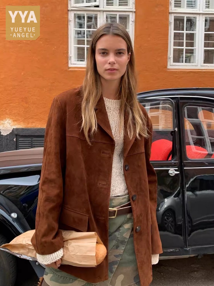 Vintage Autumn Women Real Shee – Leather Work Jacket Women'S recenzja i cena
